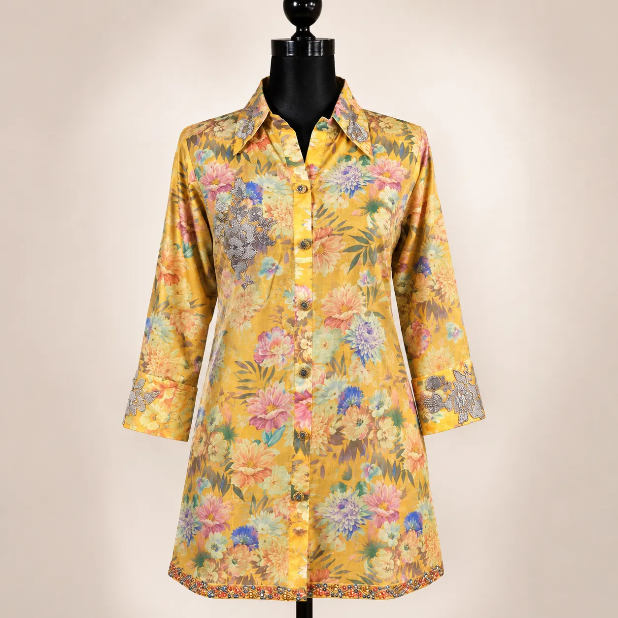 Goldenrod Floral Print Tunic Shirt
